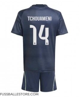 Günstige Real Madrid Aurelien Tchouameni #14 Auswärts Trikotsatzt Kinder 2025-26 Kurzarm (+ Kurze Hosen)
